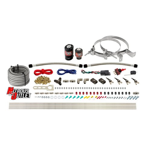 Nitrous Outlet Oxide Systems 00-10362-ALC-00 4 Cyl 2 Sol Direct Port Sys w/ Dist Blocks ALC Low PSI(No Bottle)(90° Noz)