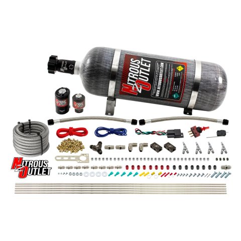 Nitrous Outlet Oxide Systems 00-10362-SBT-12 4 Cyl 2 Sol Direct Port Sys w/ Dist Blocks Low PSI(12Lb Bottle)(SBT Noz)