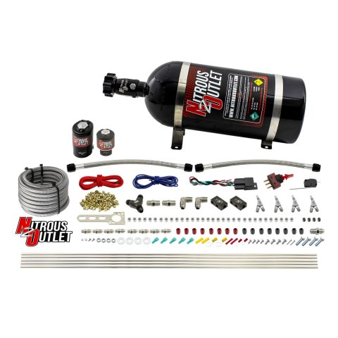 Nitrous Outlet Oxide Systems 00-10363-SBT-10 4 Cyl 2 Sol Direct Port Sys w/Dist Blocks Hi PSI(10Lb Bottle)(SBT Noz)