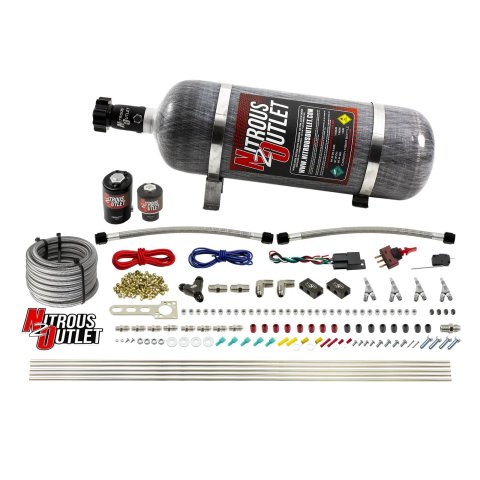 Nitrous Outlet Oxide Systems 00-10363-SBT-12 4 Cyl 2 Sol Direct Port Sys w/Dist Blocks Hi PSI(12Lb Bottle)(SBT Noz)