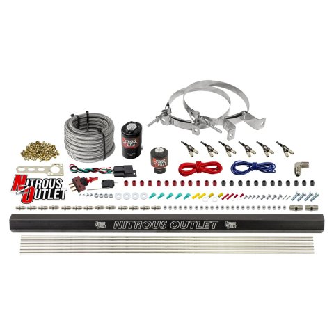 Nitrous Outlet Oxide Systems 00-10398-ALC-00 6 Cyl 2 Sol Direct Port Sys w/Dist Blocks ALC Low PSI(No Bottle)(90° Noz)