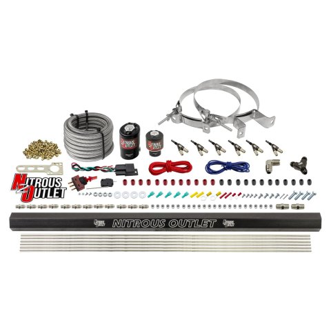 Nitrous Outlet Oxide Systems 00-10398-E85-00 6 Cyl 2 Sol Direct Port Sys w/Dist Blocks E85 Low PSI(No Bottle)(90° Noz)