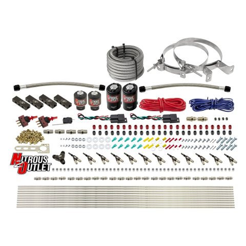 Nitrous Outlet Oxide Systems 00-10399-DS-00 DS 6 Cyl 4 Sol Direct Port Sys w/ Dist Blocks Hi PSI(No Bottle)(90° Noz)