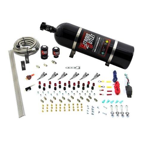 Nitrous Outlet Oxide Systems 00-10399-SBT-15 6 Cyl 2 Sol Direct Port Sys w/ Dist Blocks Hi PSI(15Lb Bottle)(SBT Noz)