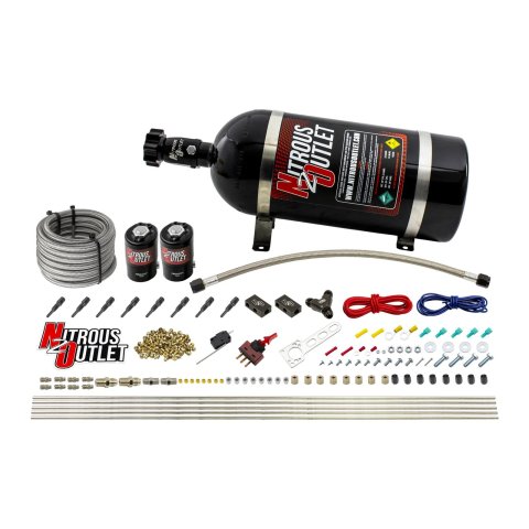 Nitrous Outlet Oxide Systems 00-10432-H-10 Dry EFI 8 Cyl 2 Sol Racers Direct Port Sys (10Lb Bottle) (90°Noz)