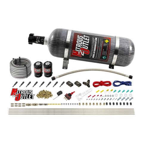 Nitrous Outlet Oxide Systems 00-10432-H-12 Dry EFI 8 Cyl 2 Sol Racers Direct Port Sys (12Lb Bottle) (90°Noz)