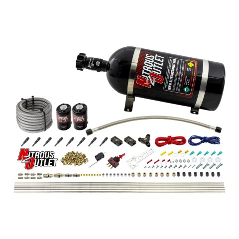 Nitrous Outlet Direct Port Systems 00-10432-L-10 Dry EFI 8 Cyl 2 Sol Racers Sys (10Lb Bottle) (90°Noz)
