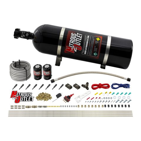 Nitrous Outlet Direct Port Systems 00-10432-L-15 Dry EFI 8 Cyl 2 Sol Racers Sys (15Lb Bottle) (90°Noz)