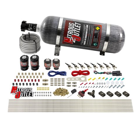 Nitrous Outlet Oxide Systems 00-10433-L-12 8 Cyl 4 Sol Racers Direct Port Sys Low PSI(12lb Bottle)(90° Noz)