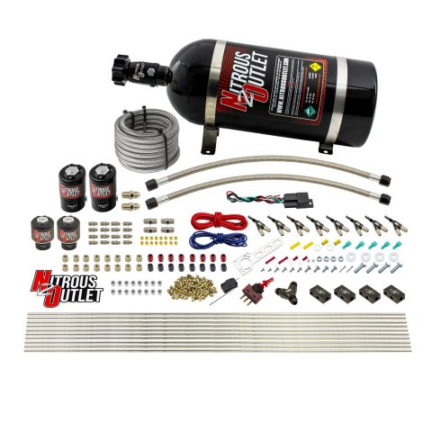 Nitrous Outlet Oxide Systems 00-10434-H-10 8 Cyl 4 Sol Racers Direct Port Sys Hi PSI( 10lb Bottle)(90° Noz)