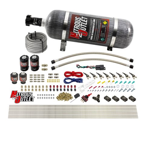 Nitrous Outlet Oxide Systems 00-10434-H-12 8 Cyl 4 Sol Racers Direct Port Sys Hi PSI( 12lb Bottle)(90° Noz)