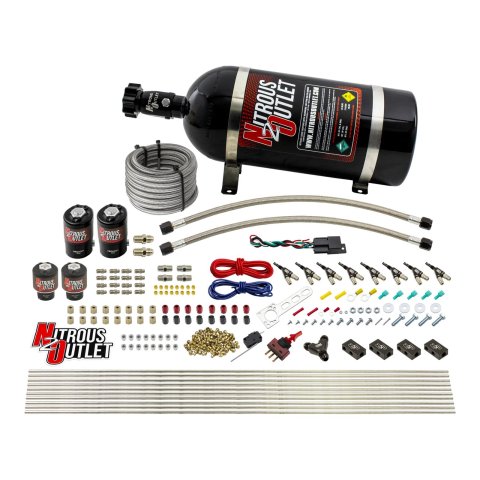 Nitrous Outlet Oxide Systems 00-10434-L-10 8 Cyl 4 Sol Racers Direct Port Sys Hi PSI( 10lb Bottle)(90° Noz)