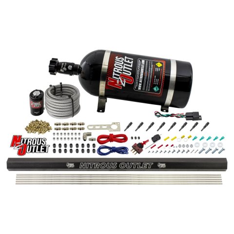Nitrous Outlet Direct Port Systems 00-10470-H-R-10 Dry EFI 8 Cyl 1 Sol Sys w/ Single Rail (10Lb Bottle)(90° Noz)