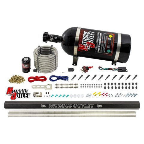Nitrous Outlet Direct Port Systems 00-10493-R-10 10 Cyl 1 Sol Dry EFI Sys w/ Single Rail(10Lb Bottle)(90° Noz)