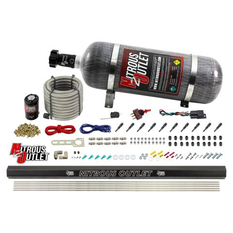 Nitrous Outlet Direct Port Systems 00-10493-R-12 10 Cyl 1 Sol Dry EFI Sys w/ Single Rail(12Lb Bottle)(90° Noz)