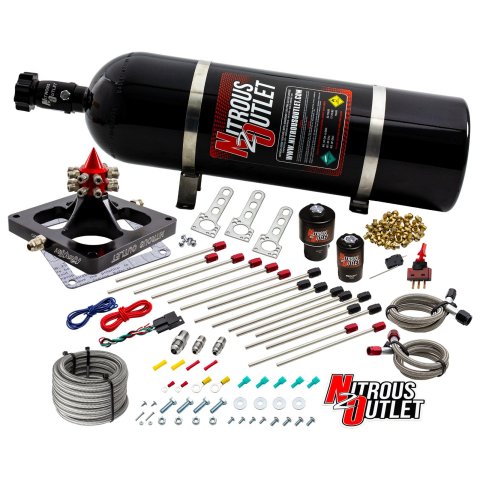 Nitrous Outlet Oxide Systems 00-459001CS-15 Systems, 4500 Kraken Competition System - Braided Hoas/E85)(5-7-10 psi)(200-950 HP)(15lb Bottle)