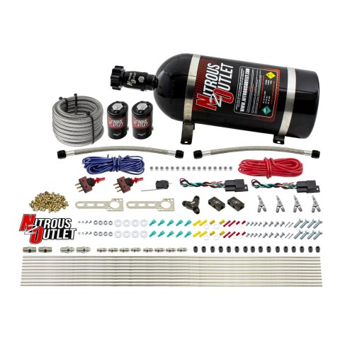 Nitrous Outlet 4-Cylinder Direct Port Systems 00-10360-SBT-DS-10 Dry EFI DS 4 Cyl 2Sol Sys w/ Dist Blocks (10Lb Bottle)(SBT Noz)