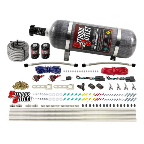 Nitrous Outlet Stinger Plate Oxide Systems 00-10360-SBT-DS-12 Dry EFI DS 4 Cyl 2Sol Direct Port Sys w/ Dist Blocks (12Lb Bottle)(SBT Noz)