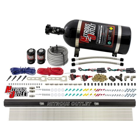 Nitrous Outlet Direct Port Systems 00-10361-SBT-DS-10 Dry EFI DS 4Cyl 2 Sol Sys w/ Single Rail (10Lb Bottle)(SBT Noz)