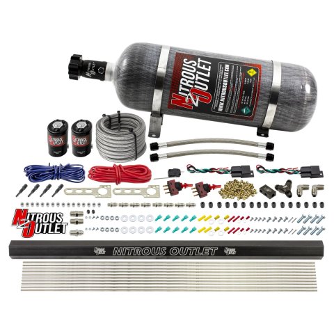 Nitrous Outlet Direct Port Systems 00-10361-SBT-DS-12 Dry EFI DS 4Cyl 2 Sol Sys w/ Single Rail (12Lb Bottle)(SBT Noz)