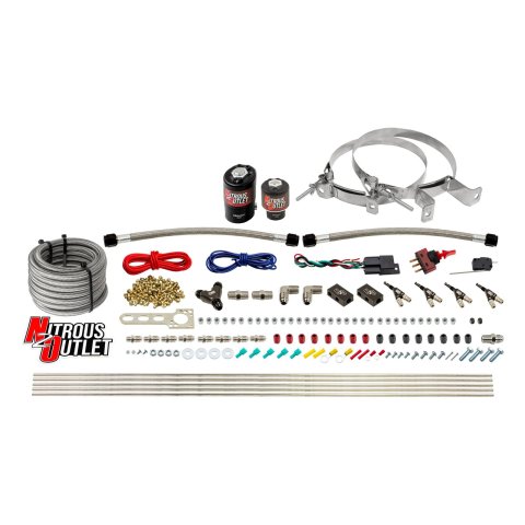 Nitrous Outlet Oxide Systems 00-10362-ALC-R-00 4 Cyl 2 Sol Direct Port Sys w/ Single Rail ALC Low PSI(No Bottle) 90° Noz