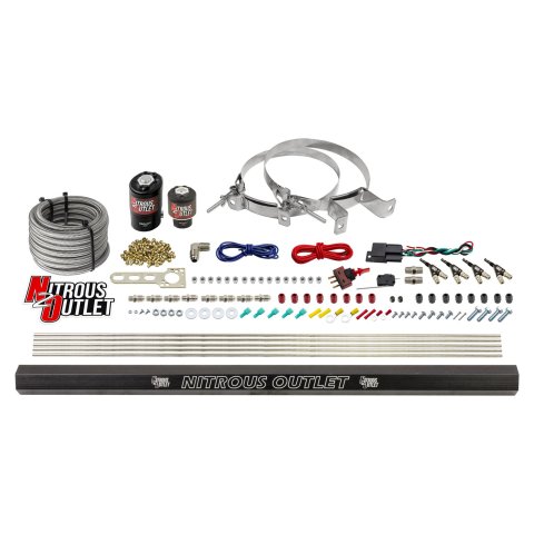 Nitrous Outlet Oxide Systems 00-10362-E85-R-00 4 Cyl 2 Sol Direct Port Sys w/ Single Rail E85 Low PSI(No Bottle) 90° Noz