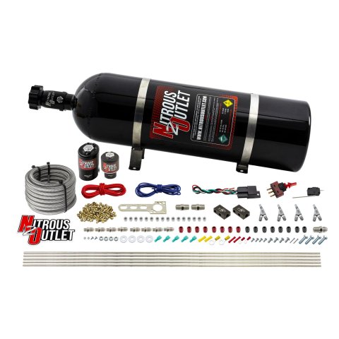 Nitrous Outlet Oxide Systems 00-10362-E85-SBT-15 4 Cyl 2 Sol Direct Port Sys w/ Dist Blocks E85 Low PSI(15Lb Bottle) SBT Noz