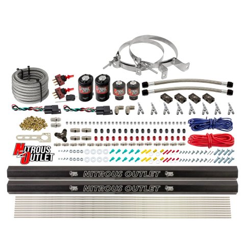 Nitrous Outlet Oxide Systems 00-10362-SBT-DS-00 DS 4 Cyl 4 Sol Direct Port Sys w/ Dist Blocks Low PSI(No Bottle)(SBT Noz)