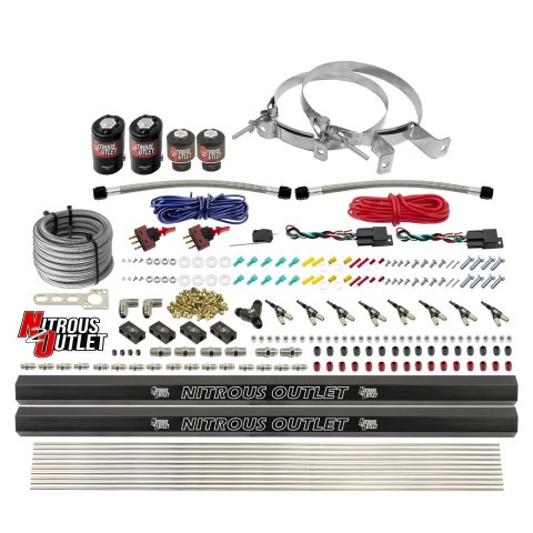 Nitrous Outlet Oxide Systems 00-10363-E85-R-DS-00 DS 4 Cyl 4 Sol Direct Port Sys w/ Rails E85 Hi PSI(No Bottle)(90° Noz)