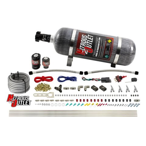 Nitrous Outlet Oxide Systems 00-10363-E85-SBT-12 4 Cyl 2 Sol Direct Port Sys w/Dist Blocks E85 Hi PSI(12Lb Bottle)(SBT Noz)