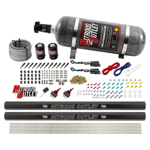 Nitrous Outlet Oxide Systems 00-10397-SBT-DS-12 Dry EFI DS 6 Cyl 2 Sol Direct Port Sys w/ Dual Rails (12Lb Bottle)(SBT Noz)