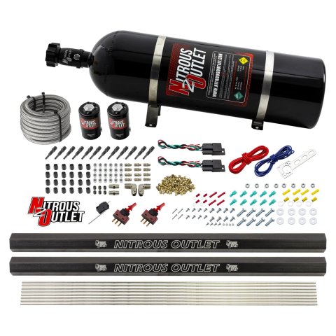 Nitrous Outlet Oxide Systems 00-10397-SBT-DS-15 Dry EFI DS 6 Cyl 2 Sol Direct Port Sys w/ Dual Rails (15Lb Bottle)(SBT Noz)