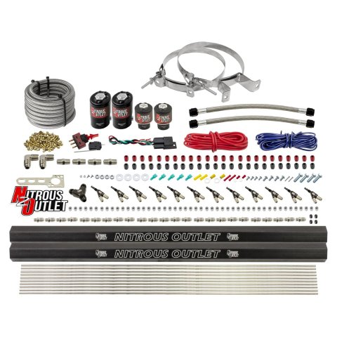 Nitrous Outlet Oxide Systems 00-10398-ALC-R-DS-00 DS 6Cyl 4 Sol Direct Port Sys w/ Dual Rails ALC Low PSI(No Bottle)(90° Noz)