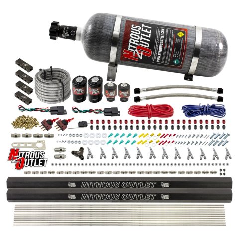 Nitrous Outlet Oxide Systems 00-10398-ALC-SBT-DS-12 DS 6 Cyl 4Sol Direct Port Sys w/Dist Blocks ALC Low PSI(12Lb Bottle)SBT Noz