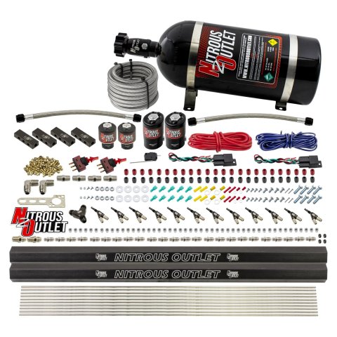 Nitrous Outlet Oxide Systems 00-10398-E85-DS-10 DS 6 Cyl 4Sol Direct Port Sys w/Dist Blocks E85 Low PSI(10Lb Bottle)SBT Noz