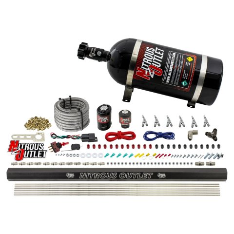Nitrous Outlet Oxide Systems 00-10398-E85-SBT-10 6 Cyl 2 Sol Direct Port Sys w/Dist Blocks E85 Low PSI(10Lb Bottle) SBT Noz