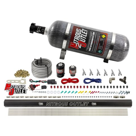 Nitrous Outlet Oxide Systems 00-10398-E85-SBT-12 6 Cyl 2 Sol Direct Port Sys w/Dist Blocks E85 Low PSI(12Lb Bottle) SBT Noz