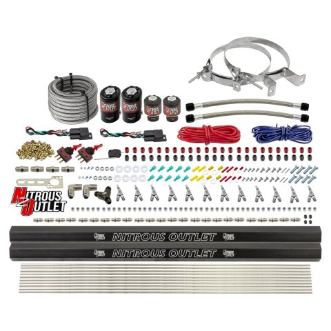 Nitrous Outlet Oxide Systems 00-10398-R-SBT-DS-00 DS 6 Cyl 4 Sol Direct Port Sys w/ Dual Rail Low PSI(No Bottle)(SBT Noz)