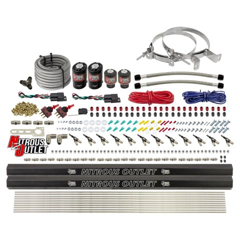 Nitrous Outlet Oxide Systems 00-10399-E85-R-DS-00 DS 6Cyl 4Sol Direct Port Sys w/ Dual Rails E85 Hi PSI(No Bottle)(90° Noz)
