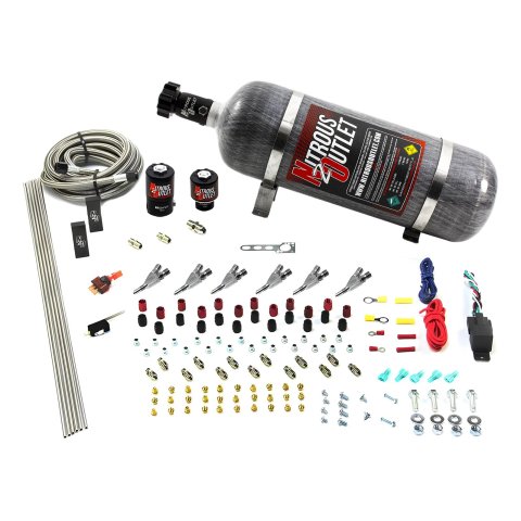 Nitrous Outlet Oxide Systems 00-10399-E85-SBT-12 6 Cyl 2 Sol Direct Port Sys w/ Dist Blocks E85 Hi PSI(12Lb Bottle)(SBT Noz)