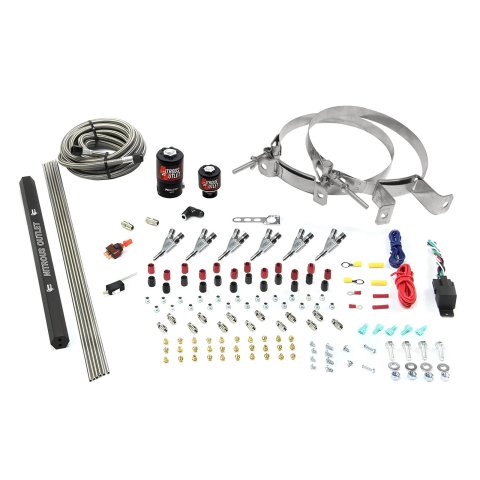 Nitrous Outlet Oxide Systems 00-10399-R-SBT-00 6 Cyl 2 Sol Direct Port Sys w/ Single Rail Hi PSI(No Bottle)(SBT Noz)