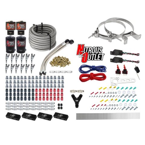 Nitrous Outlet Oxide Systems 00-10399-R-SBT-DS-00 DS 6 Cyl 4 Sol Direct Port Sys w/ Dual Rail Hi PSI(No Bottle)(SBT Noz)