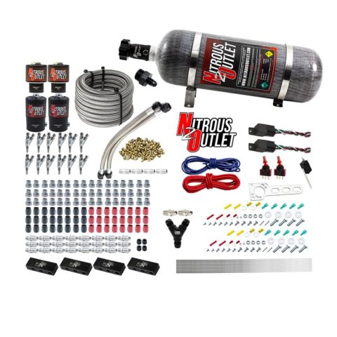 Nitrous Outlet Oxide Systems 00-10399-R-SBT-DS-12 DS 6 Cyl 4 Sol Direct Port Sys w/ Dual Rail Hi PSI(12Lb Bottle)(SBT Noz)