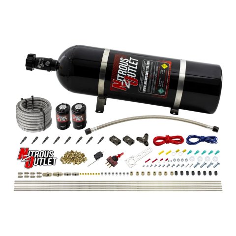 Nitrous Outlet Oxide Systems 00-10432-H-SBT-15 Dry EFI 8 Cyl 2 Sol Racers Direct Port Sys (15Lb Bottle) (SBT Noz)