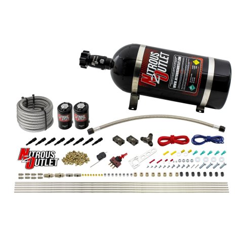 Nitrous Outlet Oxide Systems 00-10432-L-SBT-10 Dry EFI 8 Cyl 2 Sol Racers Direct Port Sys (10Lb Bottle) (SBT Noz)