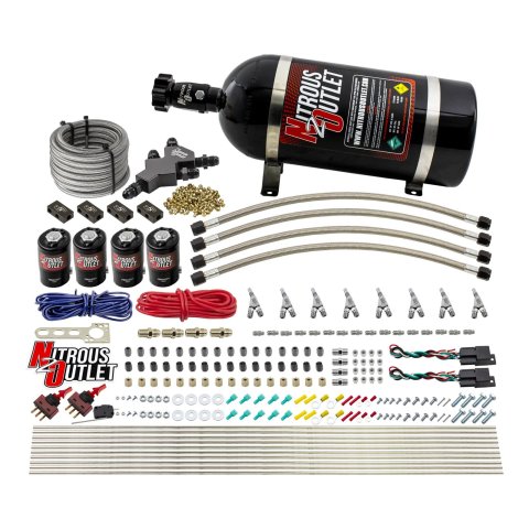 Nitrous Outlet Oxide Systems 00-10432-L-SBT-DS-10 DS Dry EFI 8 Cyl 4 Sol Racers Direct Port Sys (10Lb Bottle) (SBT Wet Noz)