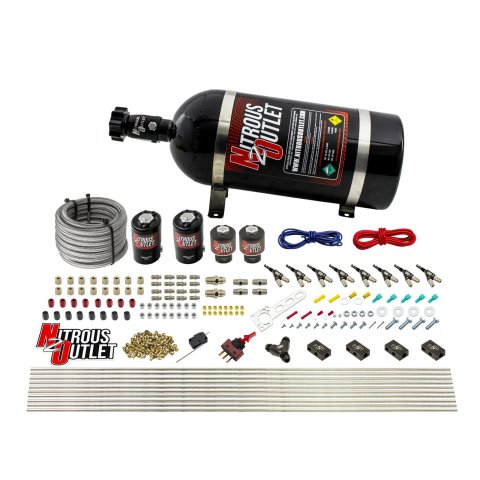 Nitrous Outlet Oxide Systems 00-10433-ALC-H-10 8 Cyl 4 Sol Racers Direct Port Sys ALC Low PSI( 10lb Bottle)(90° Noz)