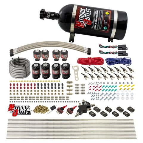 Nitrous Outlet Oxide Systems 00-10433-ALC-H-DS-10 DS 8 Cyl 8 Sol Racers Direct Port Sys ALC Low PSI(10Lb Bottle)(90° Noz)