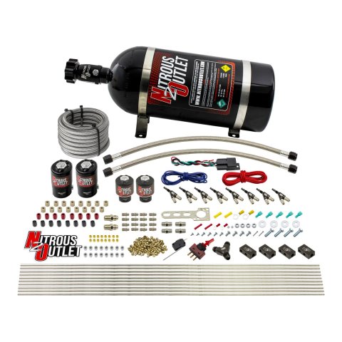 Nitrous Outlet Oxide Systems 00-10433-E85-H-10 8 Cyl 4 Sol Racers Direct Port Sys E85 Low PSI( 10lb Bottle)(90° Noz)
