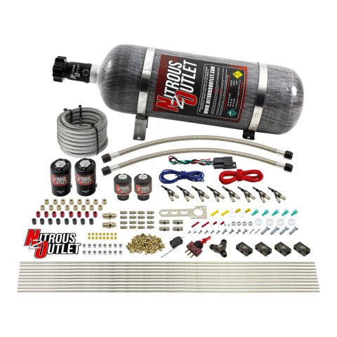 Nitrous Outlet Oxide Systems 00-10433-E85-H-12 8 Cyl 4 Sol Racers Direct Port Sys E85 Low PSI( 12lb Bottle)(90° Noz)
